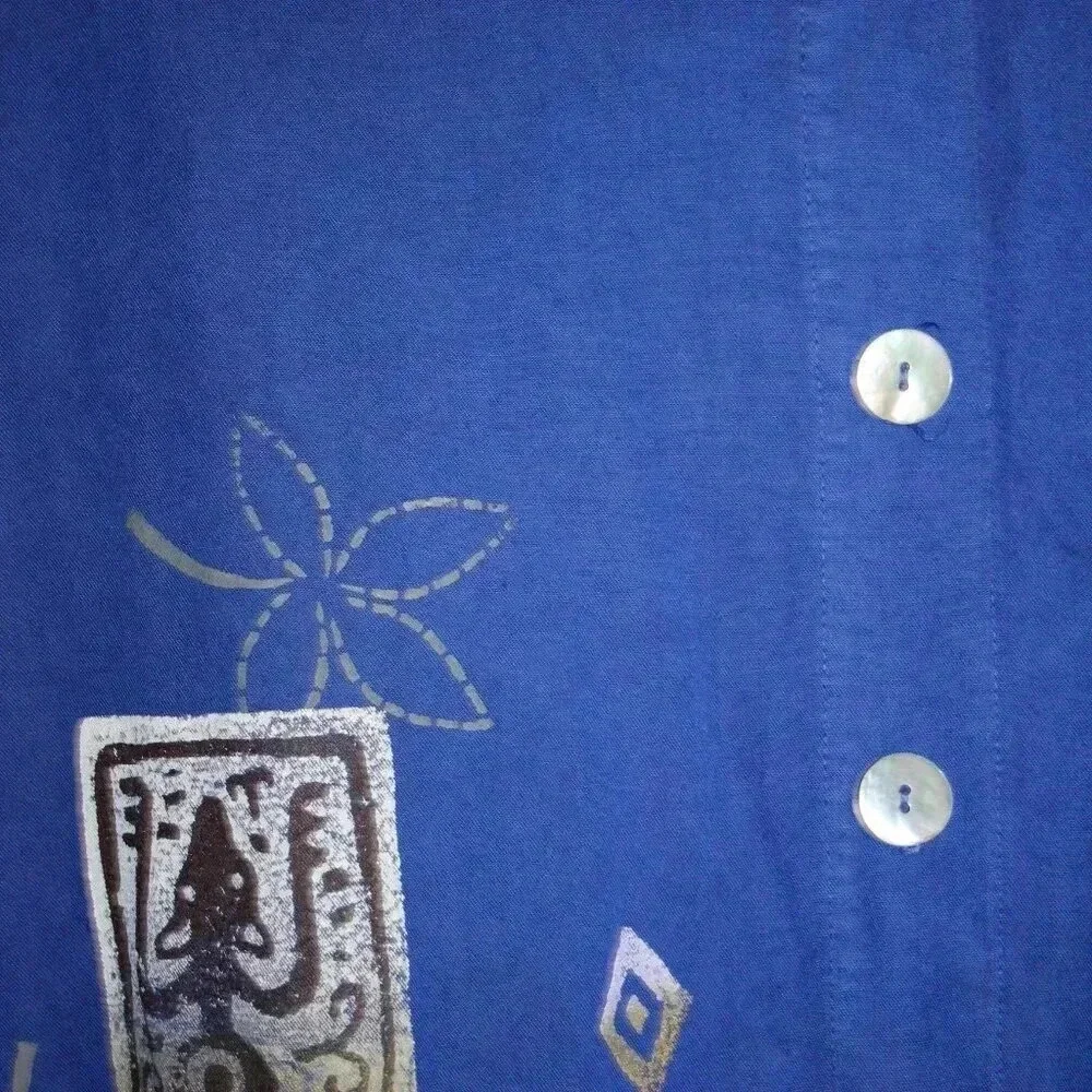 Blue Cactus Brand Sleeveless Hand Painted Vintage Blue Dress Made in the USA - Picture 4 of 14